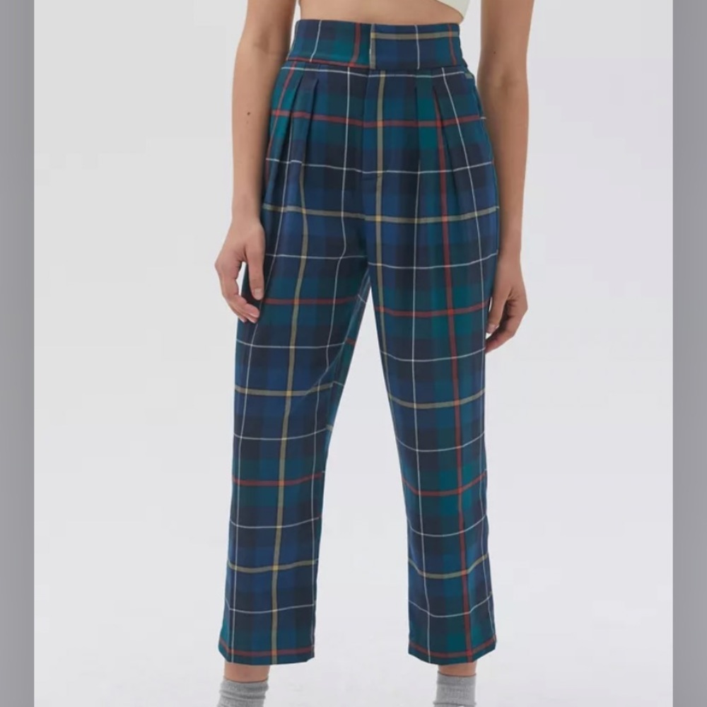 UO PAIGE pleated cropped straight leg trouser pant